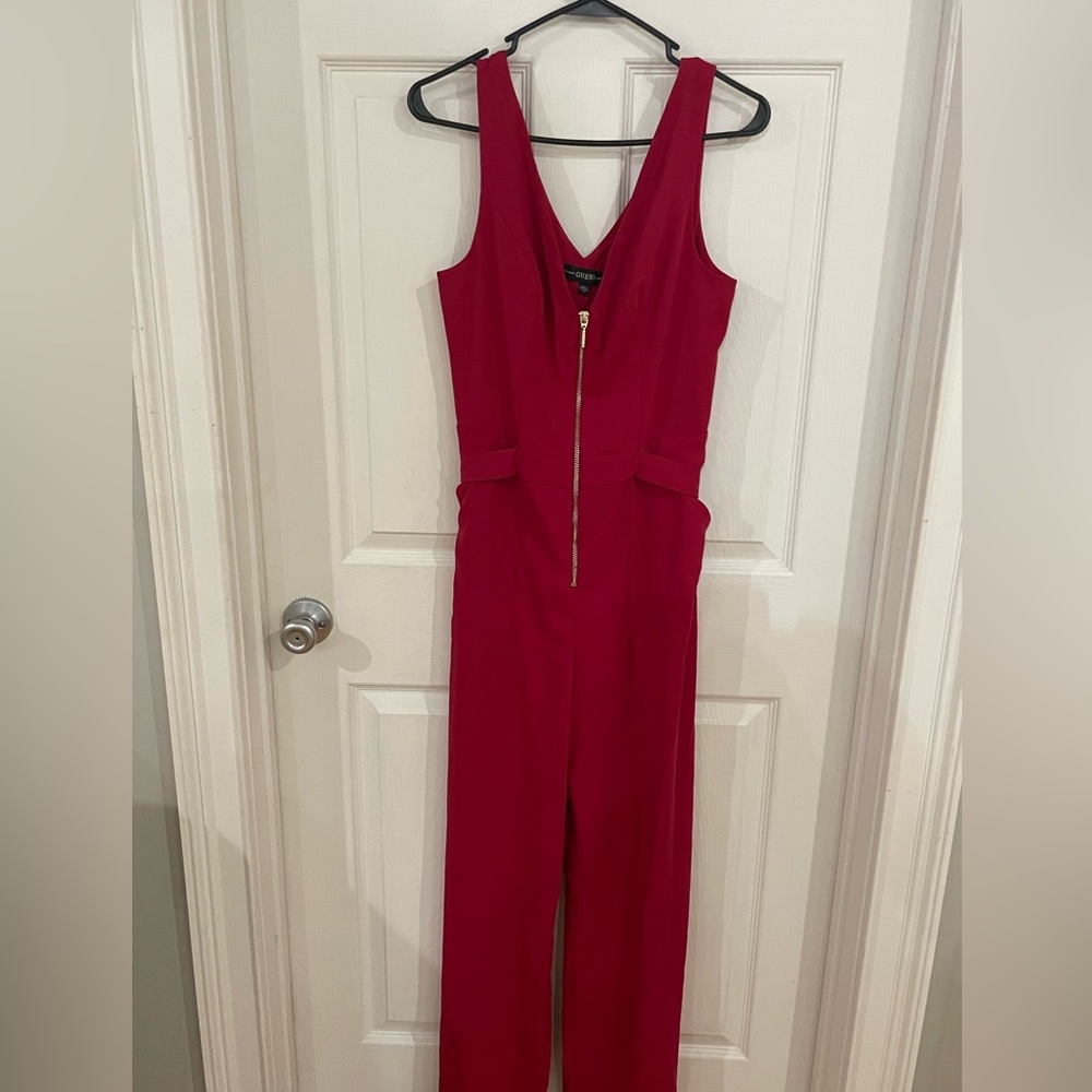 Guess Red Sleeveless Jumpsuit with V-Neck